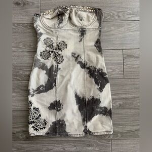 Guess Black and White Strapless Dress